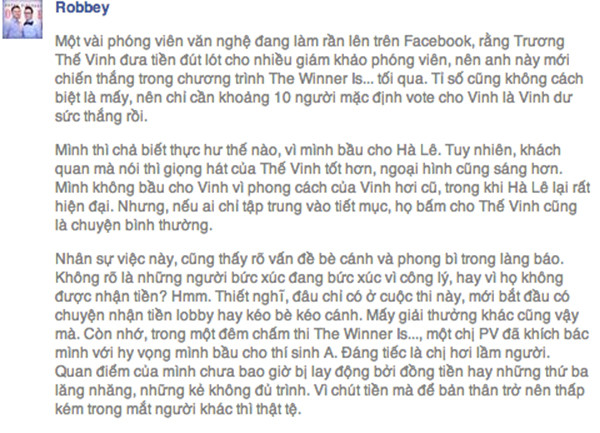 Truong The Vinh  mua  ve vao chung ket  The winner is... ?