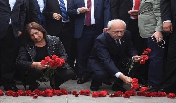 Người dân Thổ Nhĩ Kỳ đặt hoa trên đường để tưởng niệm các nạn nhân. Ảnh: Cbc