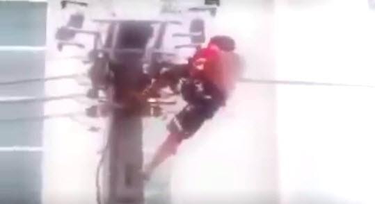 Clip nam sinh như bị ma nhập khi siêu trăng xuất hiện, leo cột điện cao thế và cái kết đắng 