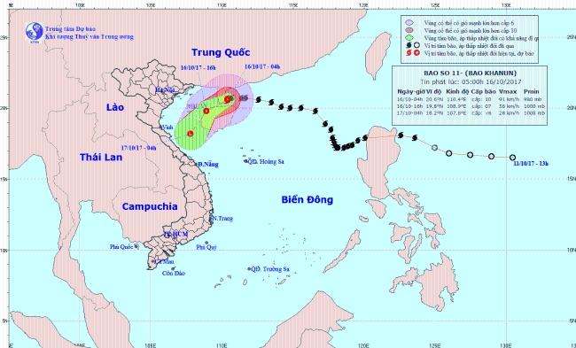 Bão số 11 đang áp sát bờ, gió giật cấp 13