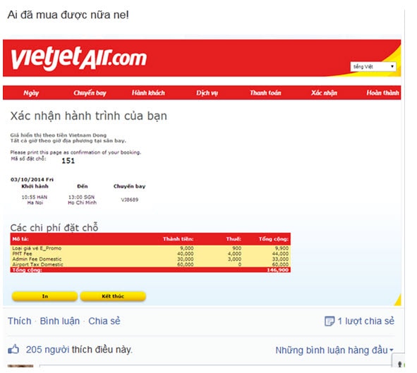 Nao nhiet gio trua san ve may bay VietJet gia 9.000 dong