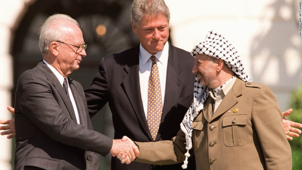 Kết quả hình ảnh cho picture of Clinton and Arafat and Rabin at Oslo agreement
