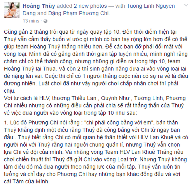 Hoàng Thùy viết tâm thư sau trận cãi vã với học trò trên sóng Quốc gia - Ảnh 2.