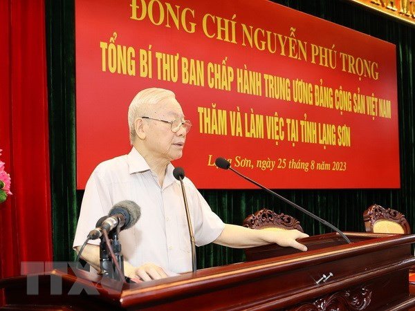 Tong Bi thu Nguyen Phu Trong tham va lam viec tai tinh Lang Son hinh anh 2