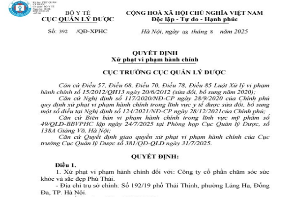 Phát hiện 16 loại mỹ phẩm sai phạm: Bộ Y tế quyết định xử phạt và buộc tiêu hủy 