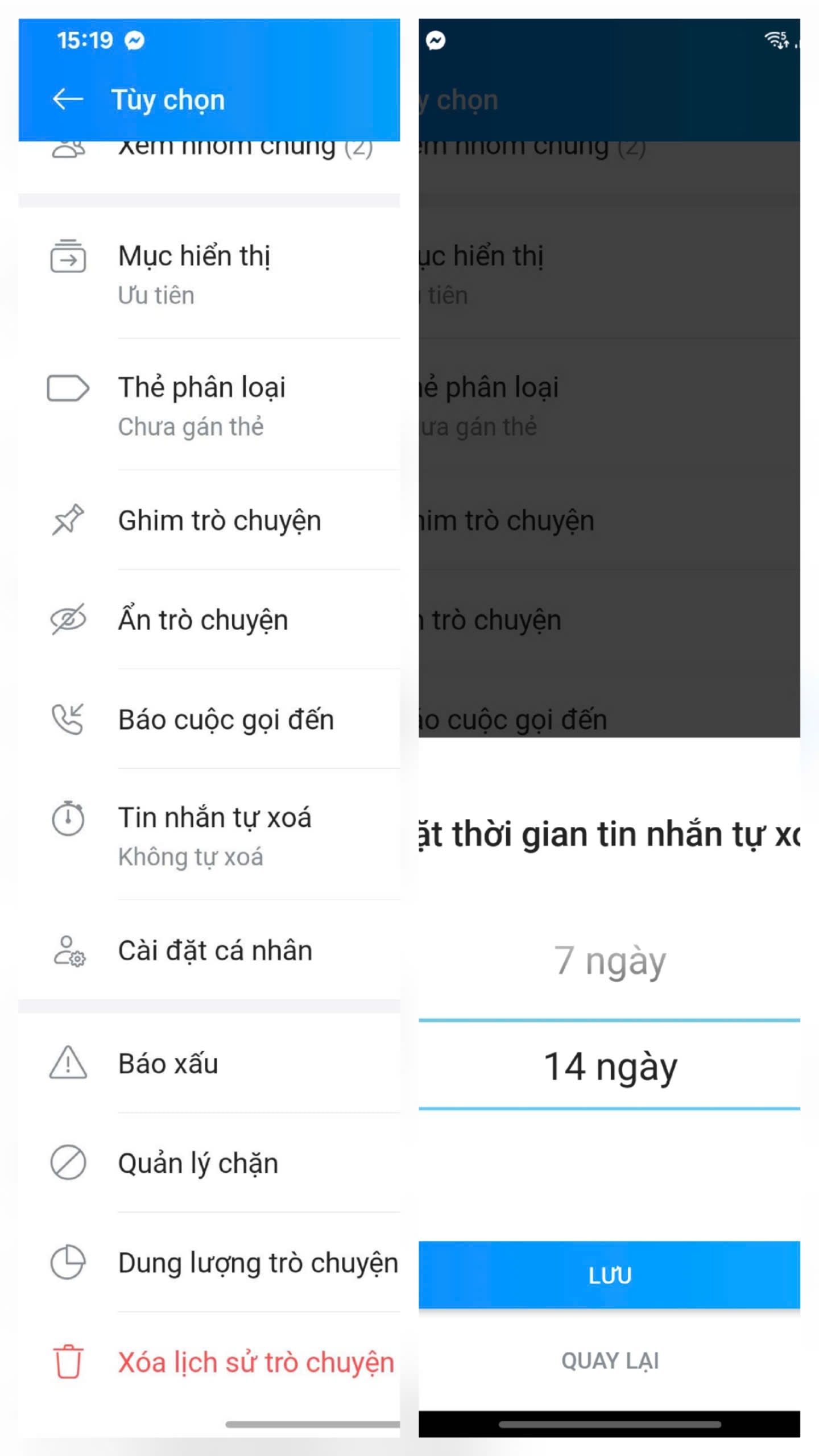tự động xóa tin nhắn