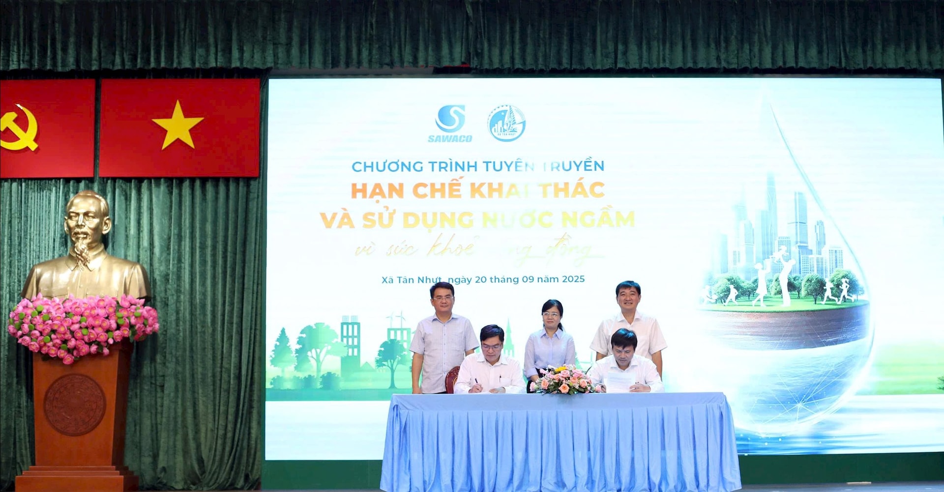 Ký kết liên tịch phối hợp giữa UBND xã Tân Nhựt và Xí nghiệp Cấp nước Sinh hoạt Nông thôn.