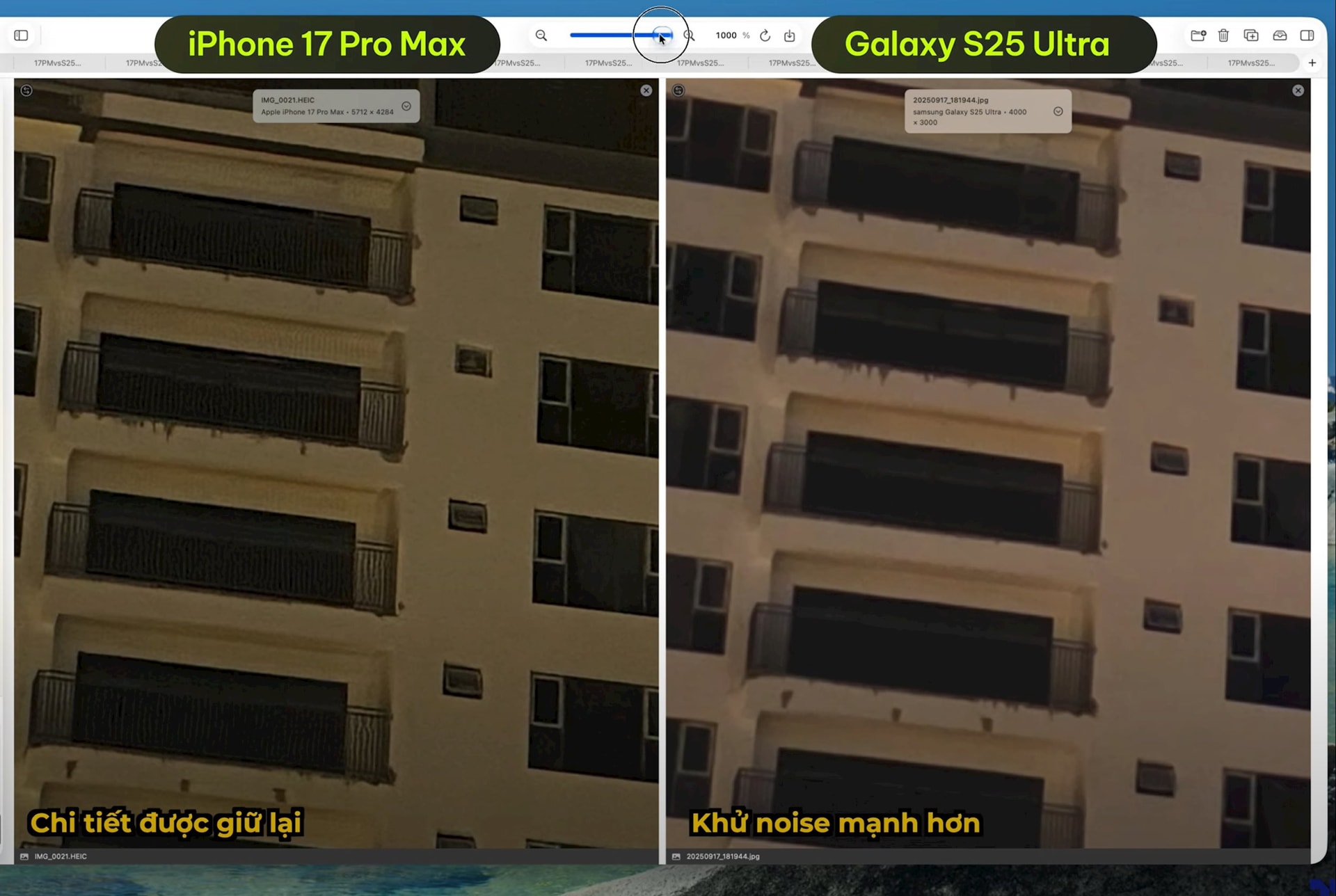 So khả năng chụp ảnh, quay video của iPhone 17 Pro Max với Galaxy S25 Ultra1
