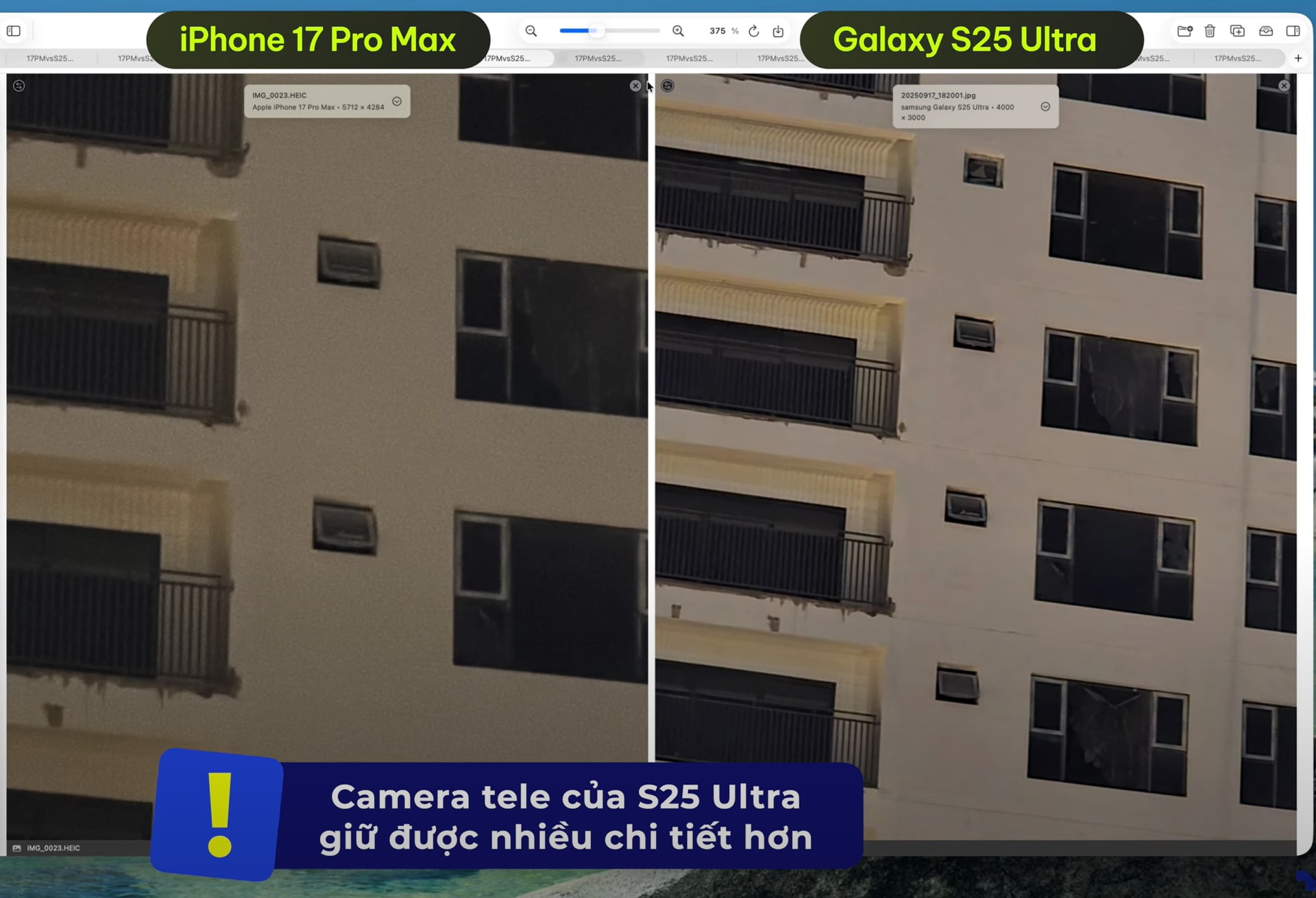 So khả năng chụp ảnh, quay video của iPhone 17 Pro Max với Galaxy S25 Ultra12