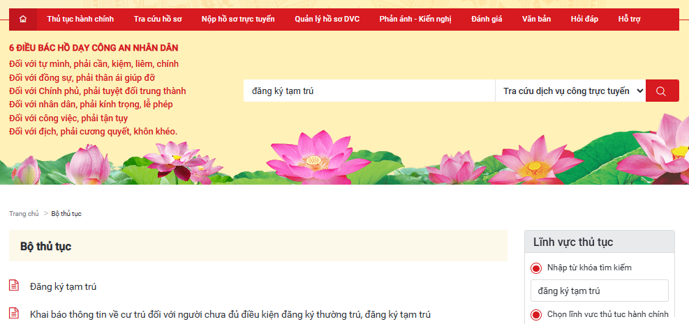 Hướng dẫn đăng ký tạm trú online trên Cổng dịch vụ công