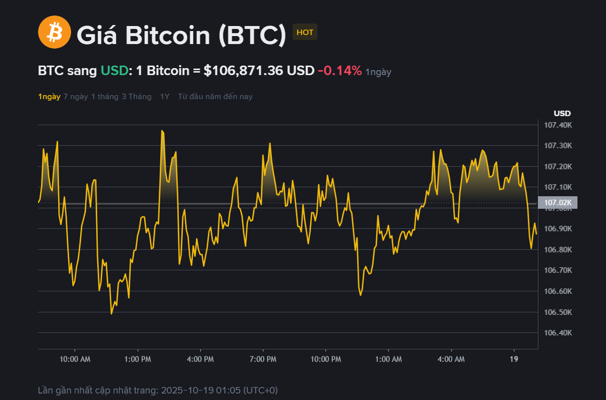 Giá Bitcoin hôm nay 19.10: Mốc 100.000 USD có là điểm tựa an toàn?