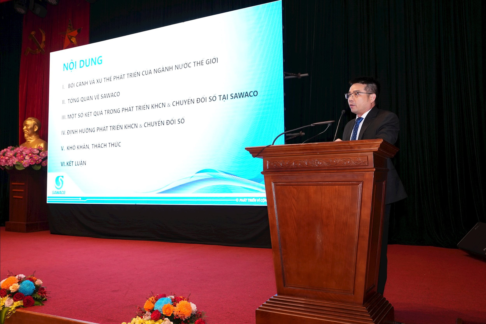 Ông Trần Cường, Giám đốc Kỹ thuật Công nghệ Tổng Công ty Cấp nước Sài Gòn chia sẻ về định hướng phát triển khoa học công nghệ và chuyển đổi số của SAWACO