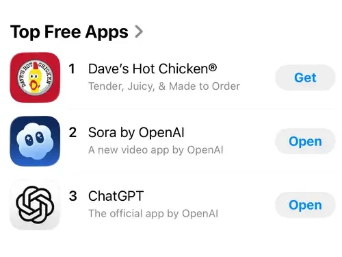 Lý do Dave’s Hot Chicken vượt Sora và ChatGPT trên App Store