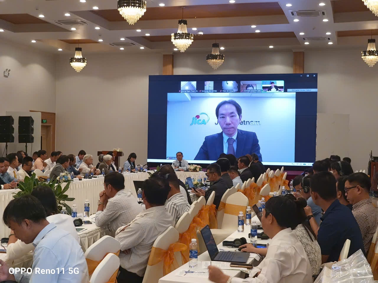 Đại diện phía Nhật Bản, ông Hagiwara Hideki – Phó cục trưởng Cục Môi trường, Xuất khẩu và Hợp tác Quốc tế tham gia trực tuyến - Ảnh: V.K.K
