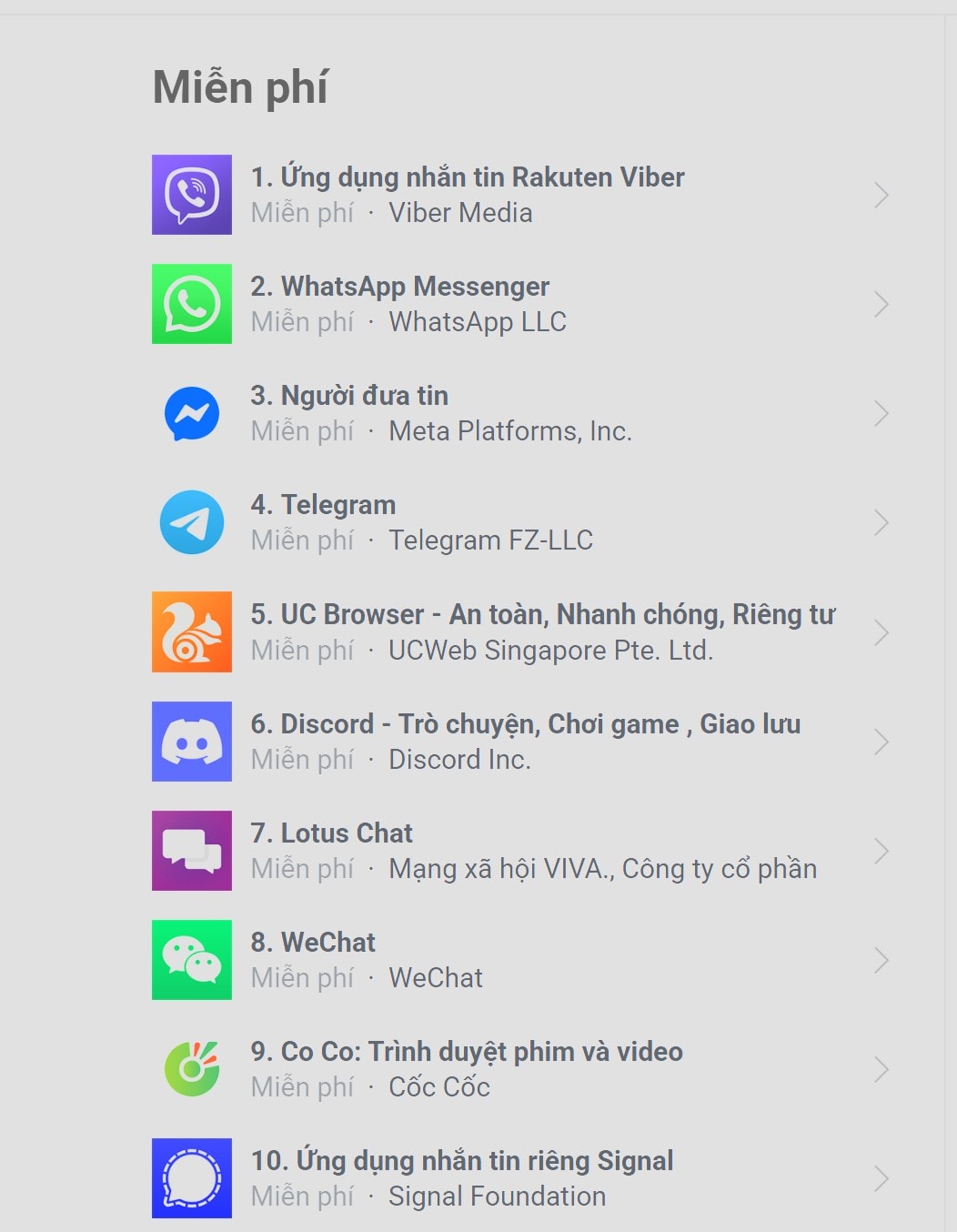 Zalo văng khỏi top 200 ứng dụng Android miễn phí11