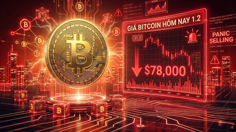 Giá Bitcoin hôm nay 1.2: Giảm về 78.000 USD, thị trường hoảng loạn bán tháo 