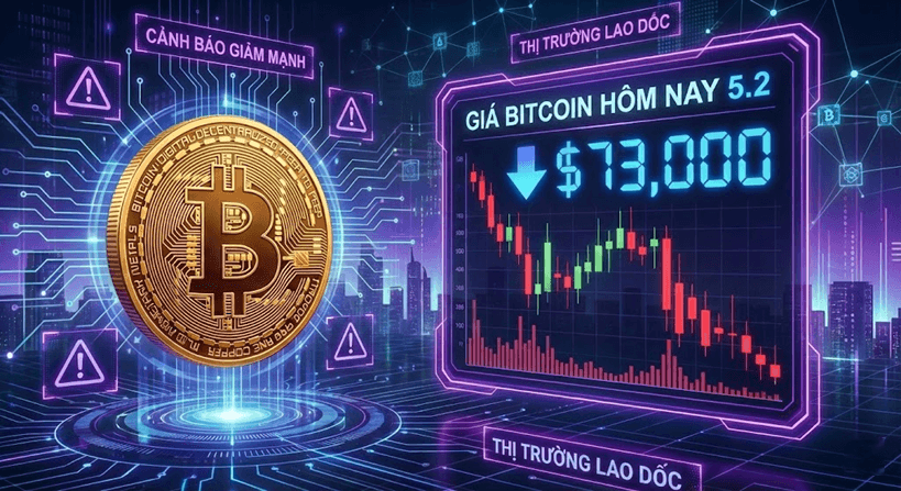 Giá Bitcoin hôm nay 5.2: Tụt dưới 73.000 USD, đáy mới của năm 2026 
