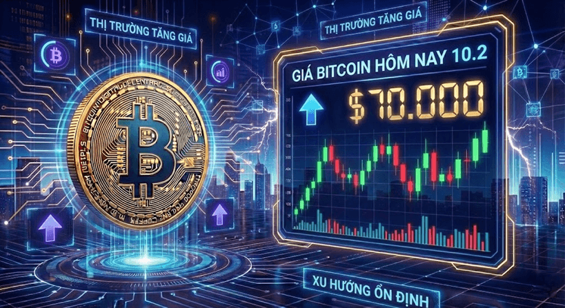 Giá Bitcoin hôm nay 10.2: Chững lại quanh 70.000 USD, chưa thoát vùng nguy hiểm 