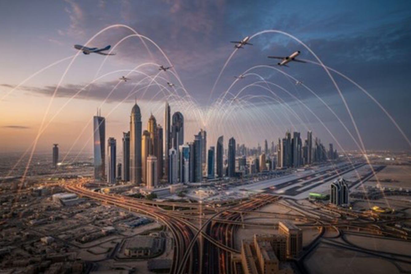 Các sân bay ở Trung Đông: Dubai, Abu Dhabi, Doha và Bahrain là những điểm kết nối quan trọng giữa các châu lục. Khi gián đoạn xảy ra tại các trung tâm này, tác động lan nhanh chóng đến các hãng hàng không, khách sạn, nhà điều hành du thuyền và nền kinh tế du lịch trên toàn thế giới - Hình ảnh được tạo bằng AI