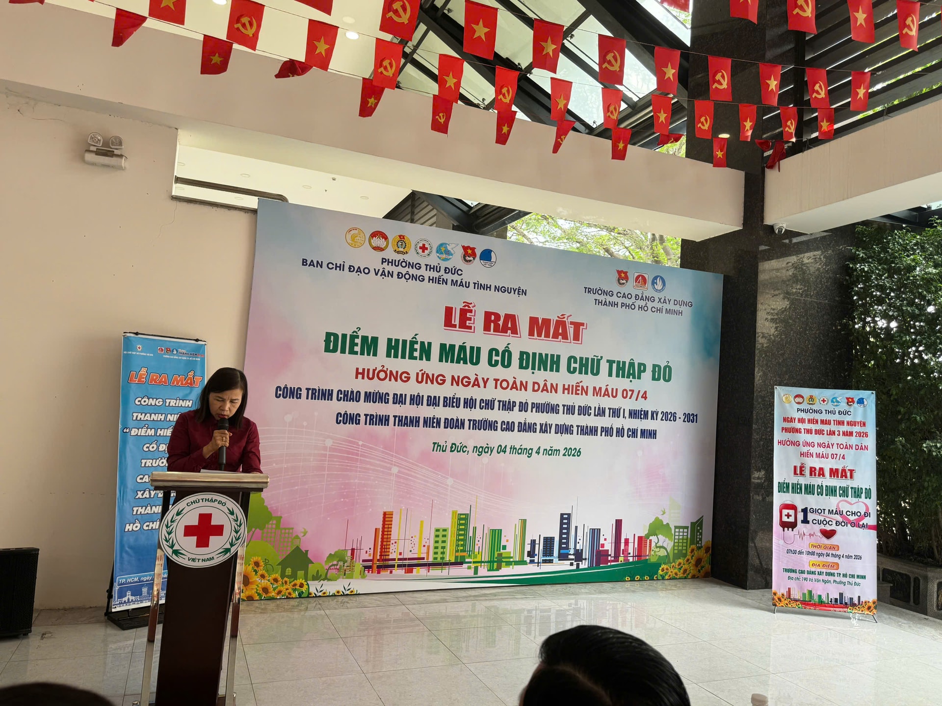 Ảnh 1- Phường Thủ Đức ra mắt Điểm hiến máu cố định Chữ thập đỏ, sáng ngày 4-4.