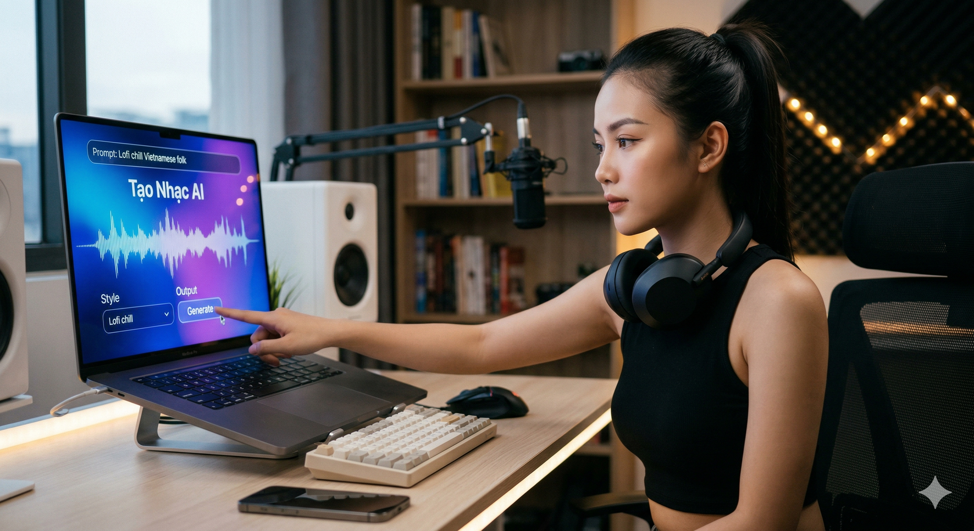 Tạo nhạc AI đã thành một công việc kiếm tiền của giới trẻ Việt - Ảnh minh họa được tạo bởi AI