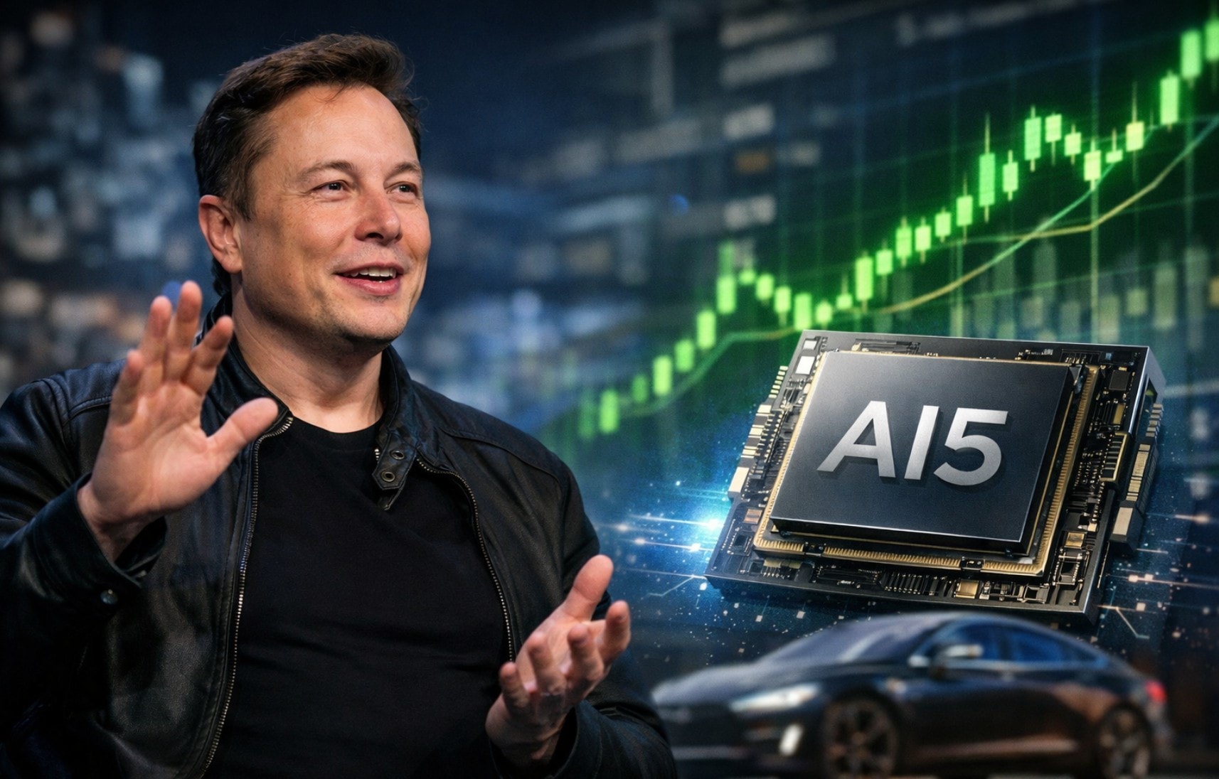 Elon Musk ca ngợi tiến bộ về phát triển chip AI5, cổ phiếu Tesla tăng gần 8% 