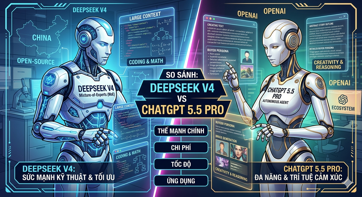 DeepSeek V4 vs ChatGPT 5.5 Pro: Cuộc đối đầu giữa 'AI siêu rẻ' và 'AI cao cấp' 