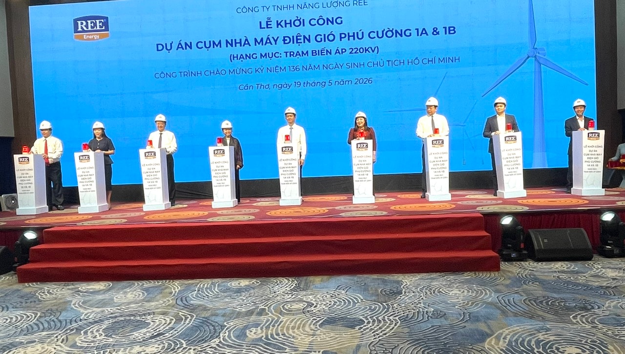 Lễ khởi công cụm nhà máy điện gió Phú Cường 1 A và 1 B. Ảnh: H.B