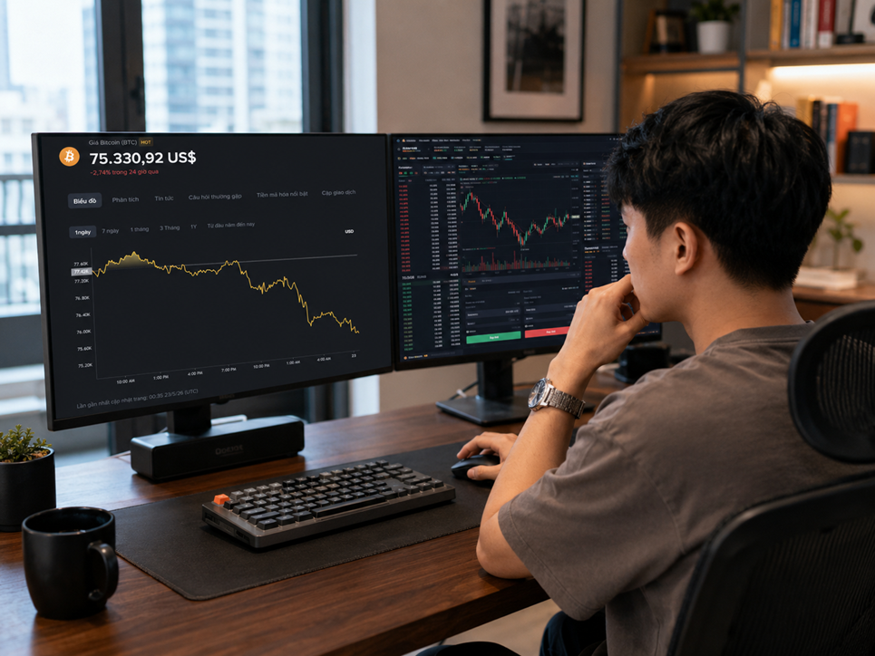 Giá Bitcoin hôm nay 23/5: Rơi tự do xuống dưới 76.000 USD dù chứng khoán Mỹ lập đỉnh mới 