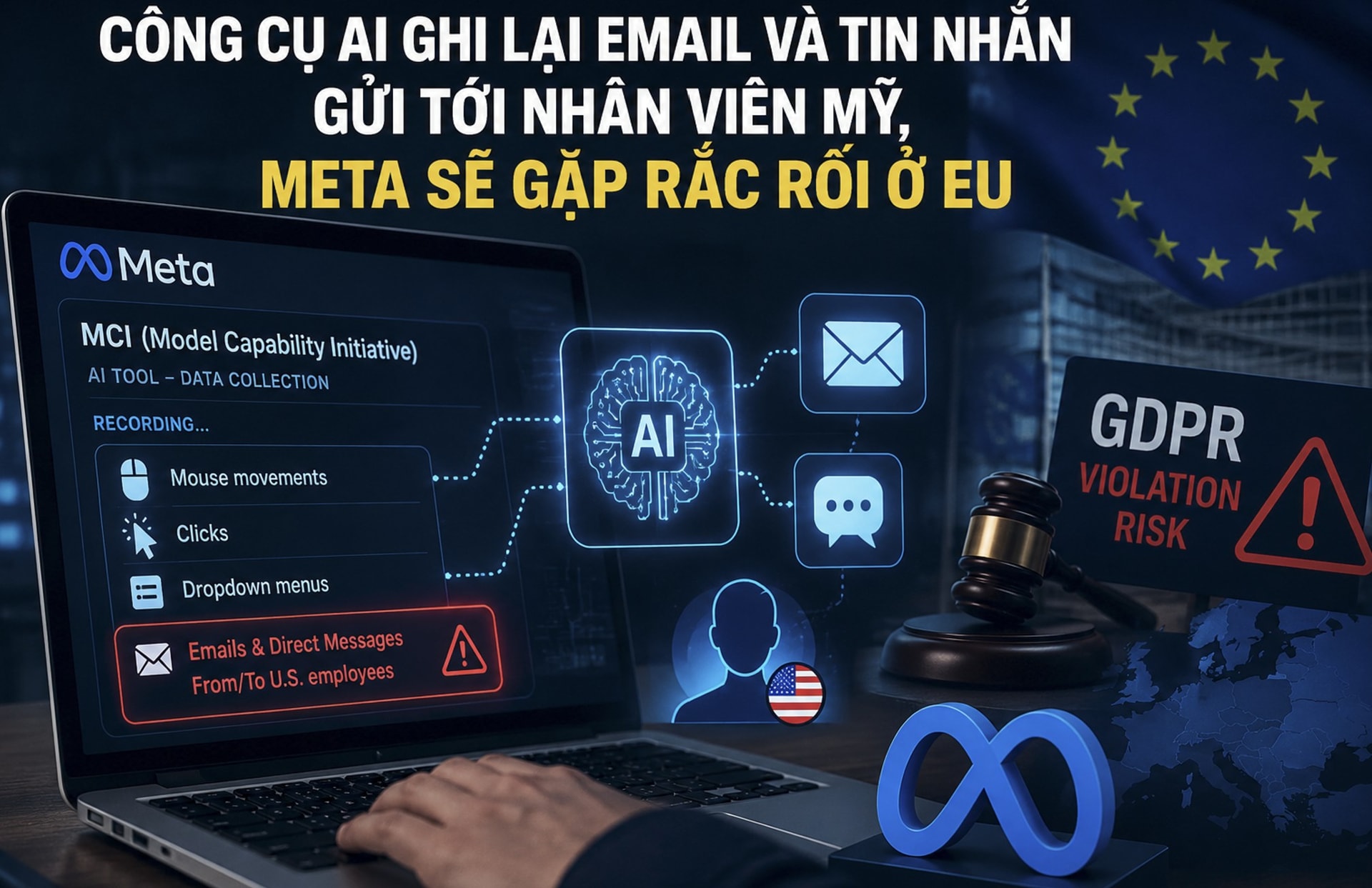 Công cụ AI ghi lại email và tin nhắn gửi tới nhân viên Mỹ, Meta sẽ gặp rắc rối ở EU 