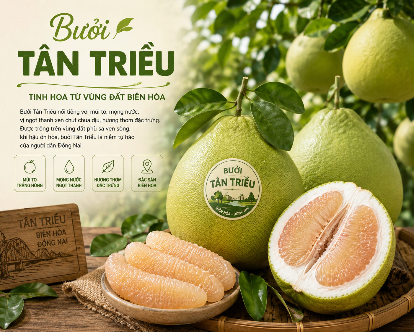 Bưởi Tân Triều là đặc sản của vùng đất Đồng Nai