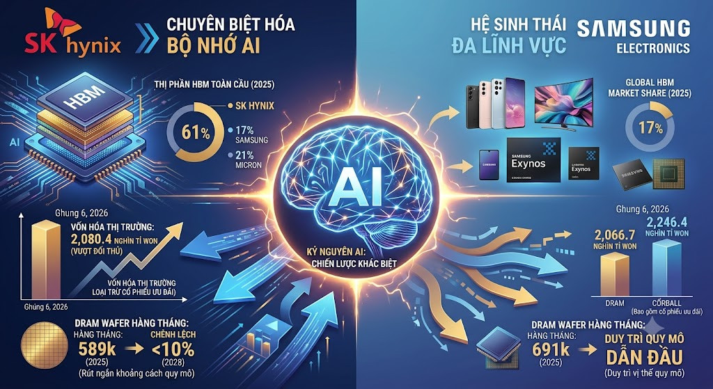 Chiến lược của SK Hynix khác Samsung trong kỉ nguyên AI như thế nào? 