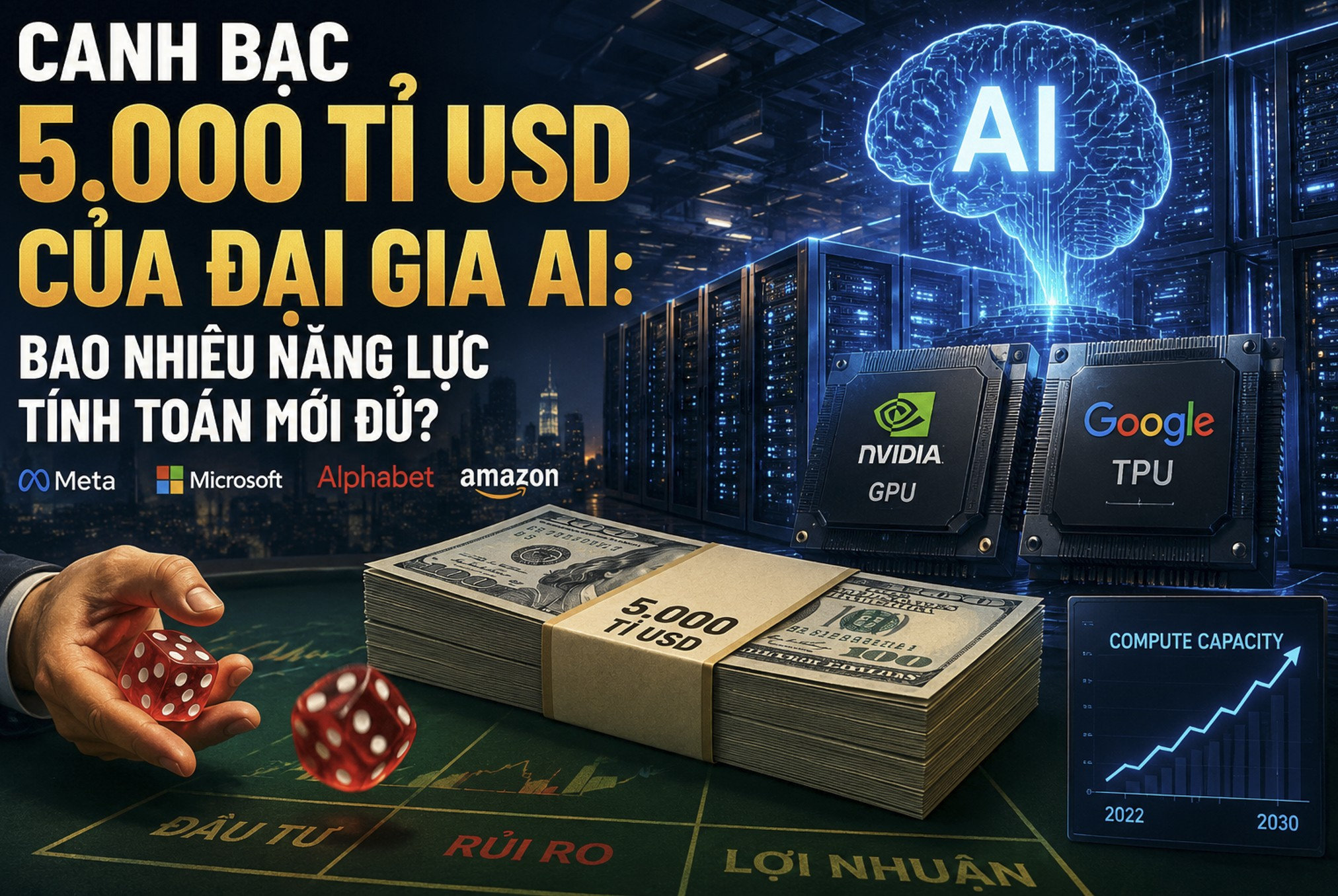 Canh bạc 5.000 tỉ USD của đại gia AI Bao nhiêu năng lực tính toán mới đủ