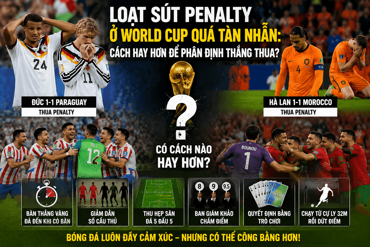 Loạt sút penalty ở World Cup quá tàn nhẫn: Cách hay hơn để phân định thắng thua? 