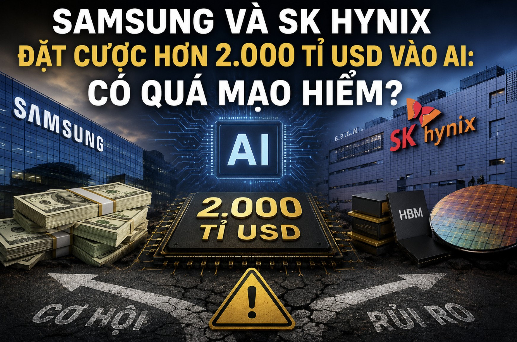 Samsung và SK Hynix đặt cược hơn 2.000 tỉ USD vào AI Có quá mạo hiểm