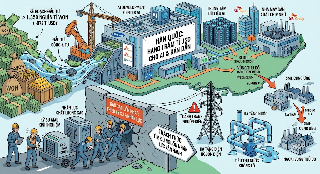 Tham vọng cường quốc AI của Hàn Quốc gặp rào cản nhân lực. Ảnh: AI