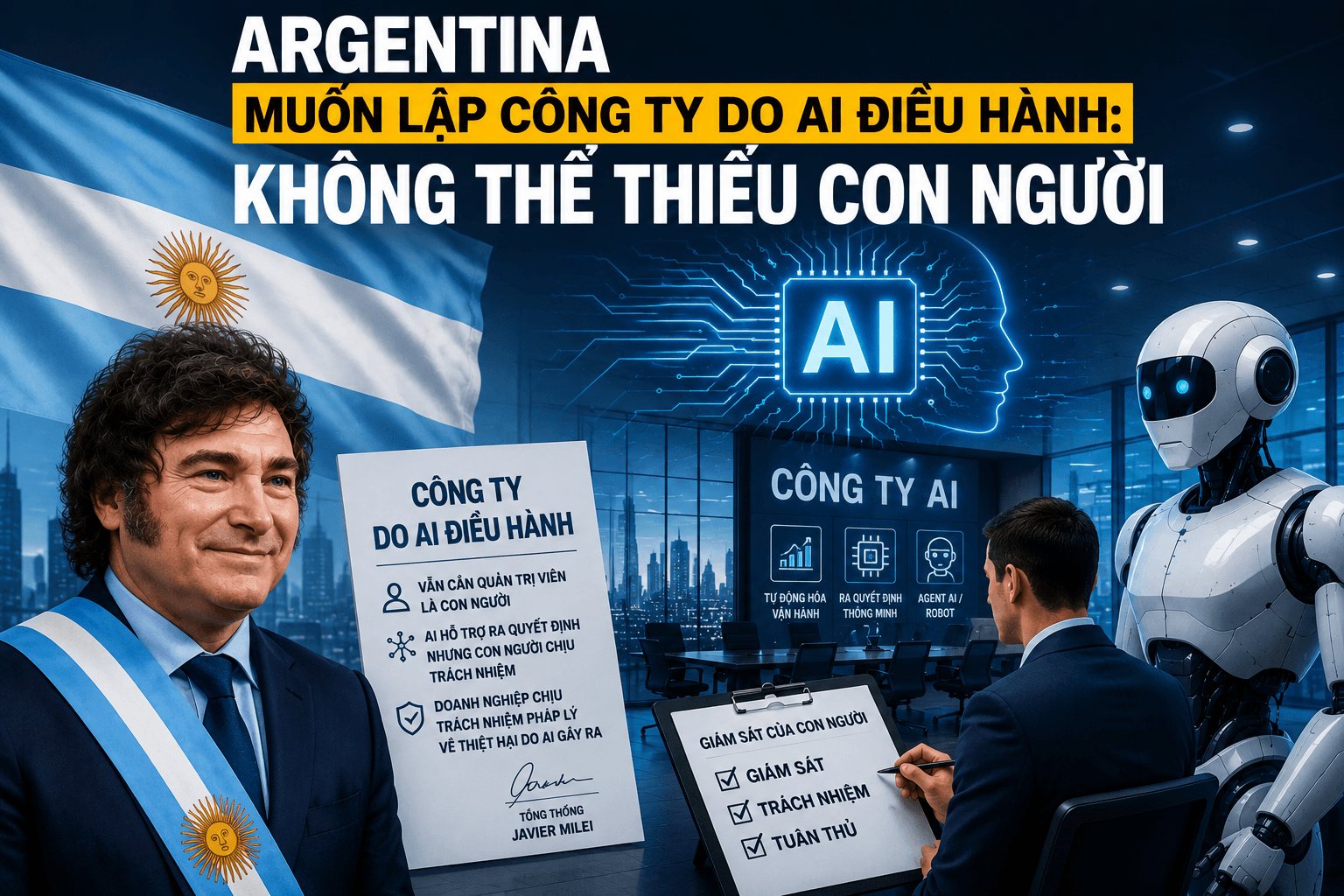 Argentina muốn lập công ty do AI điều hành Không thể thiếu con người