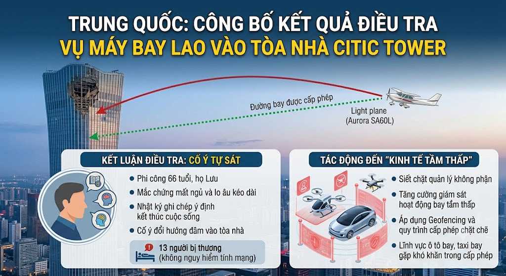 Trung Quốc công bố kết quả điều tra vụ máy bay lao vào tòa nhà cao nhất Bắc Kinh 