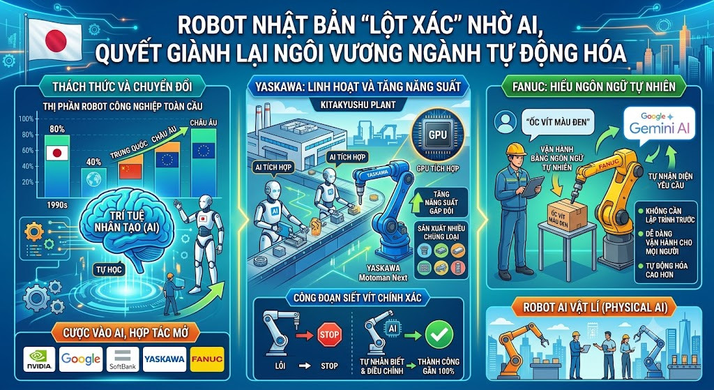 Robot Nhật Bản ‘lột xác’ nhờ AI, quyết giành lại ngôi vương ngành tự động hóa 