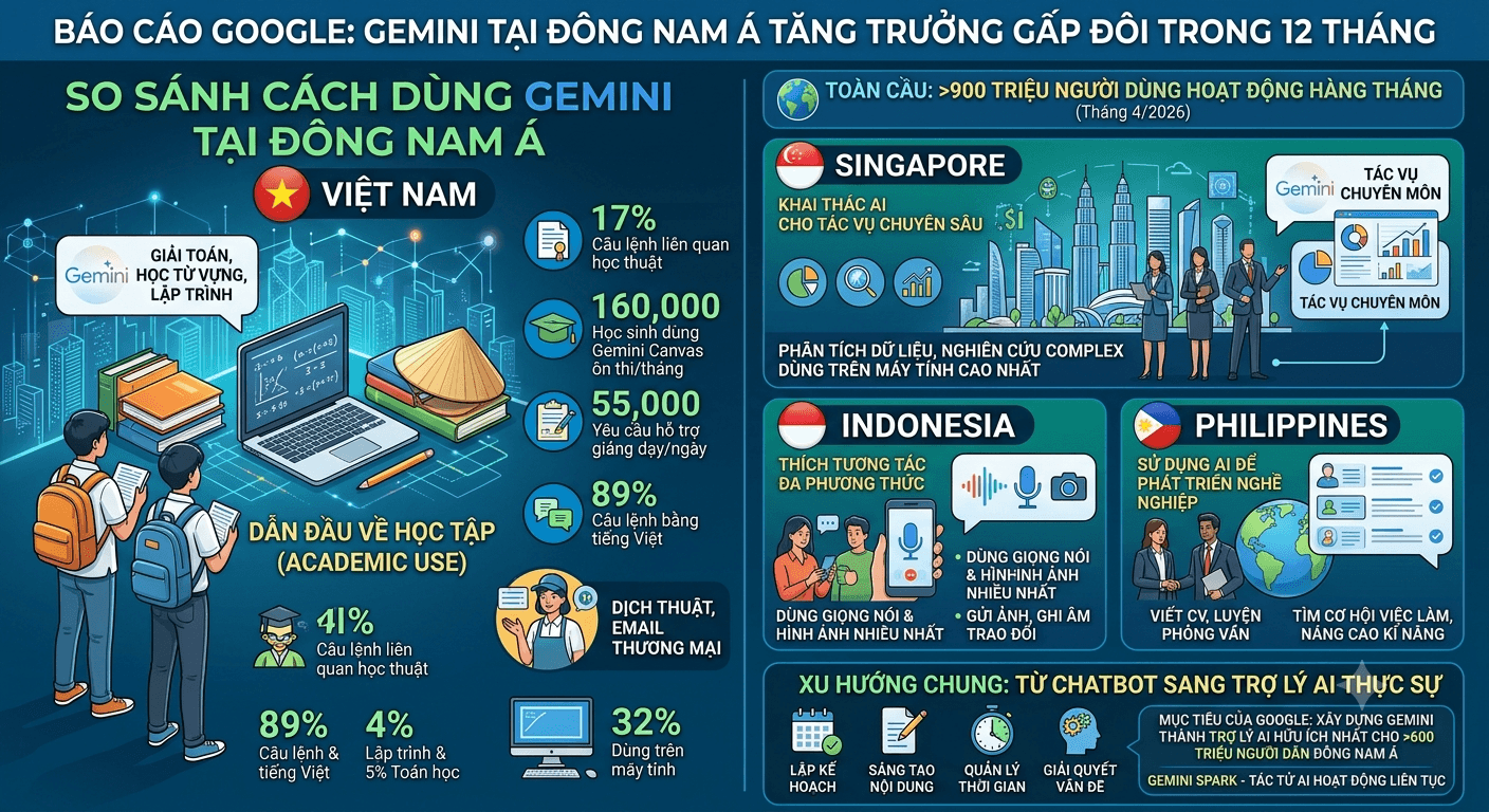 Người Việt dùng Gemini khác gì so với Singapore, Indonesia, Philippines