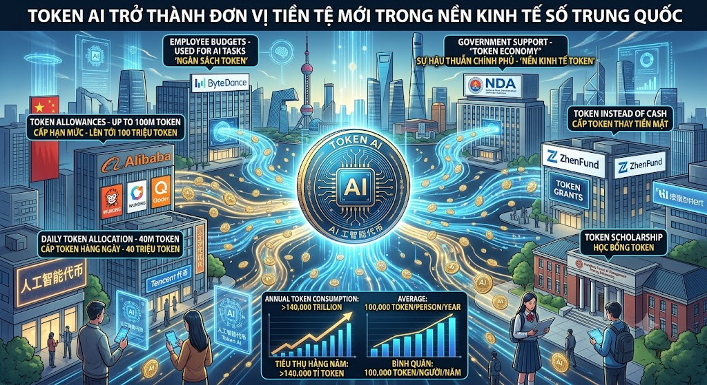 Token AI trở thành đơn vị tiền tệ mới trong nền kinh tế số Trung Quốc