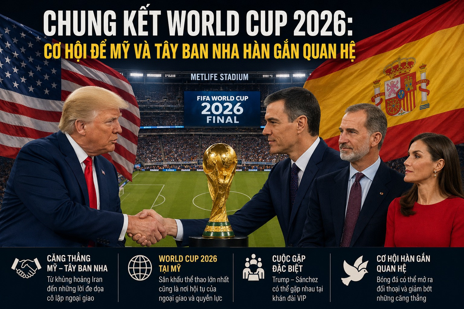 Chung kết World Cup 2026: Cơ hội để Mỹ và Tây Ban Nha hàn gắn quan hệ