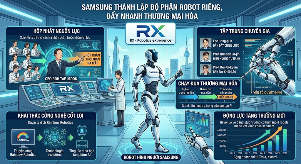Samsung lập bộ phận riêng để tăng tốc thương mại hóa robot hình người 