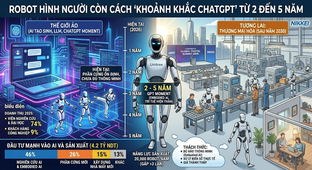 Robot hình người còn cách ‘khoảnh khắc ChatGPT’ từ 2 đến 5 năm 