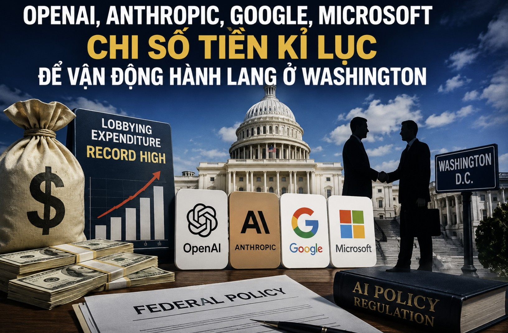 OpenAI, Anthropic, Google chi số tiền kỉ lục để vận động hành lang ở Washington