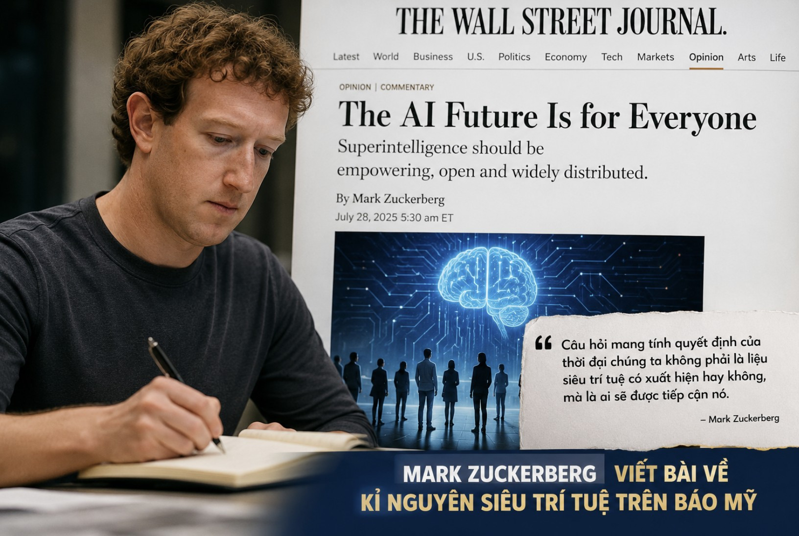 Mark Zuckerberg viết bài về kỉ nguyên siêu trí tuệ trên báo Mỹ