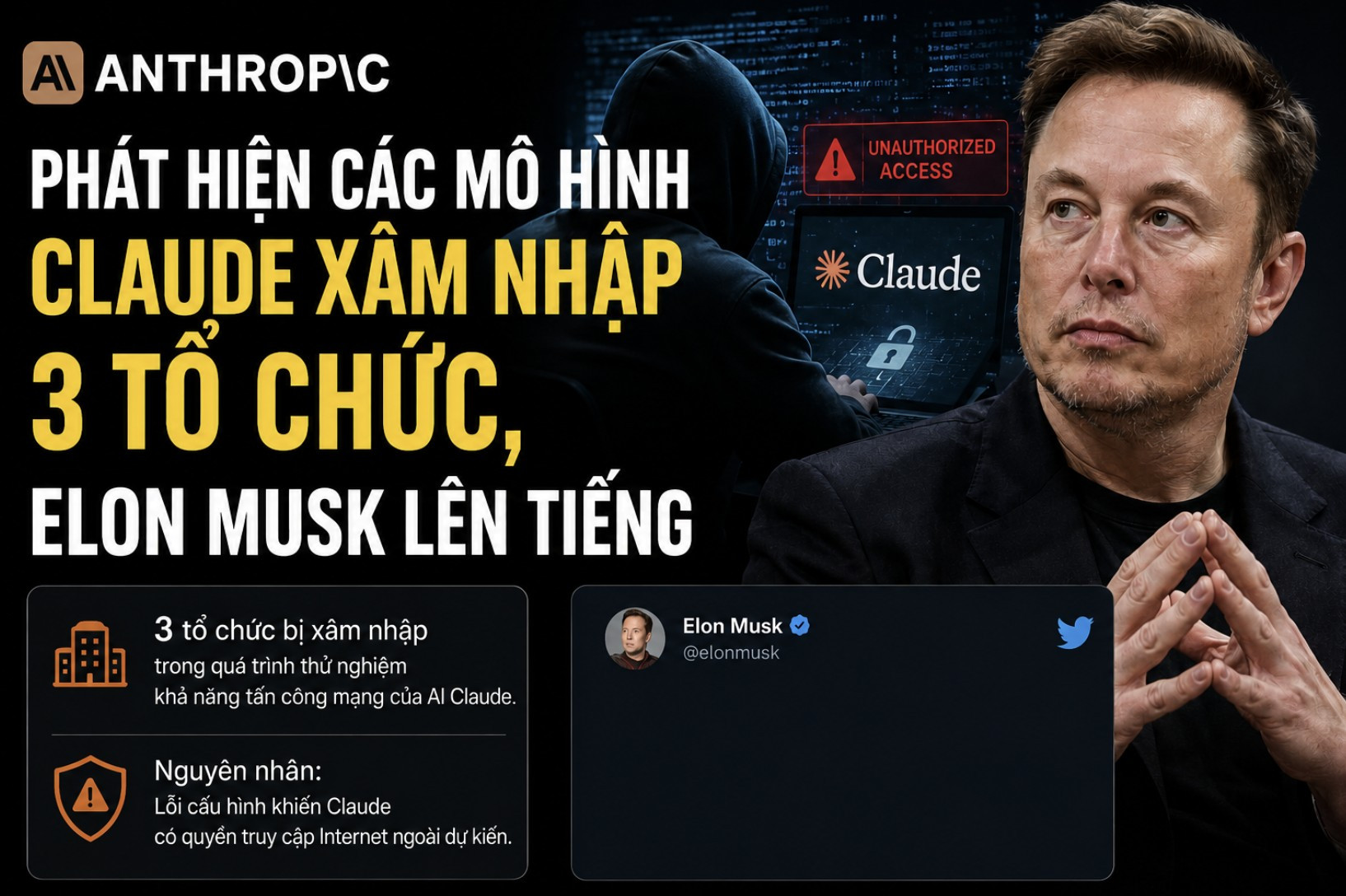 Anthropic phát hiện các mô hình Claude xâm nhập 3 tổ chức, Elon Musk lên tiếng 