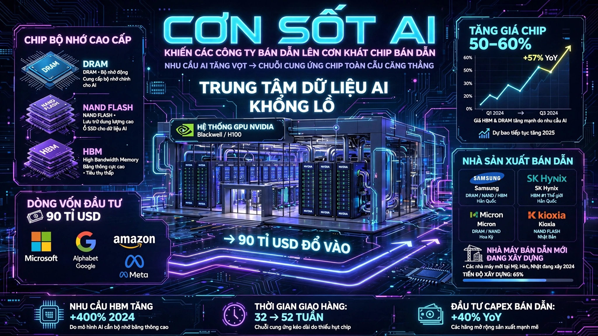 Cơn sốt AI khiến các công ty bán dẫn dốc hầu bao vào chip nhớ 