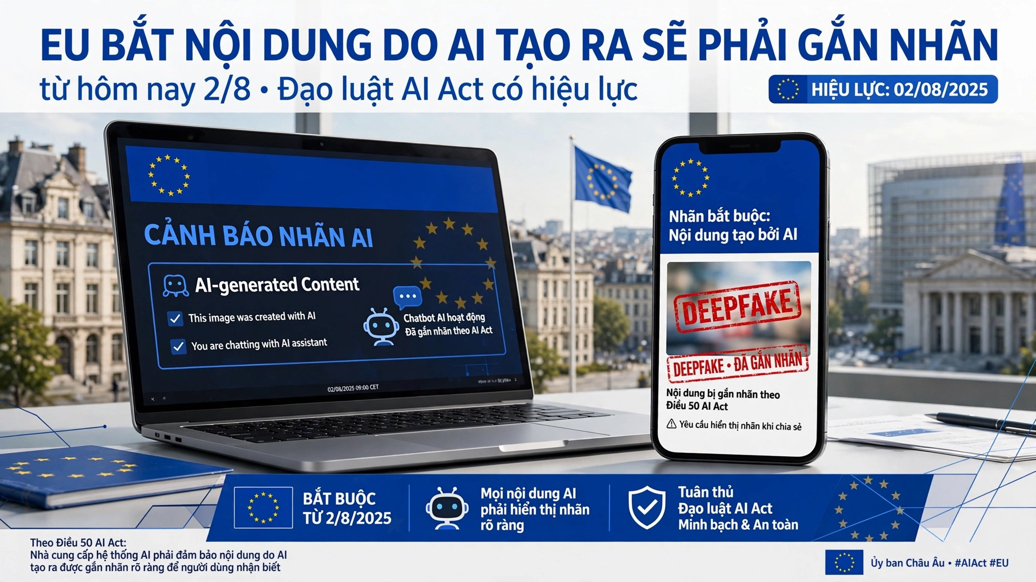 EU bắt 'nội dung do AI tạo ra' sẽ phải gắn nhãn từ hôm nay 