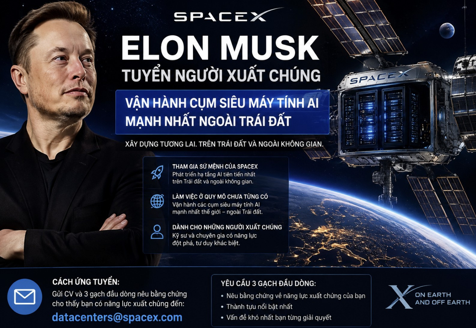 Elon Musk tuyển người xuất chúng vận hành cụm siêu máy tính AI mạnh nhất ngoài Trái đất 